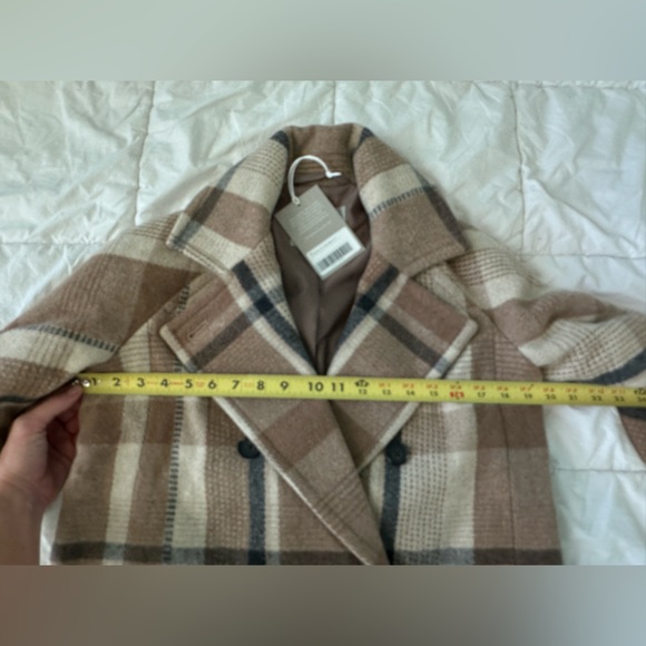 Everlane Womens Italian ReWool Wool Peacoat Winter Coat  Jacket Brown Plaid XS - Picture 15 of 15